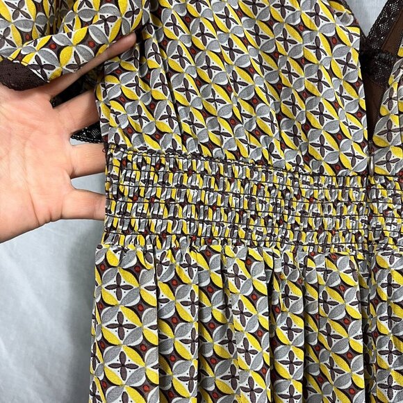 In Loom Maxi Dress Womens M Empire Waist Flutter Sleeves Lace Prairie Cottage - Picture 11 of 16